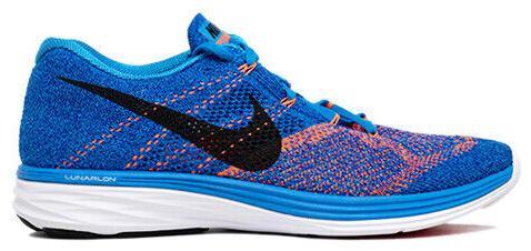 Nike Flyknit Lunar 3 Shoes Mens Size 11.5 Multicolor Running Sneakers Lunarlon Nike Flyknit Lunar 3 698181-401 Blue White Running Shoes  main image 3
