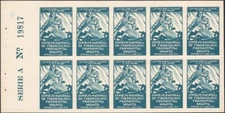 U.S., POSSESSIONS, 1939. TB Seals Booklet Pane, Green 3, Mint