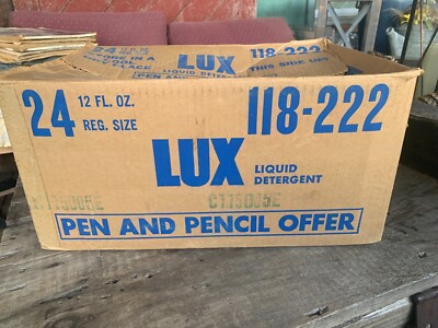 Rare Lux Detergent Shipping Box 118-222 Pen And Pencil Offer Empty Blue Writing