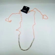 ZAD Silver Tone Bead Pink String Adjustable Necklace 28” New
