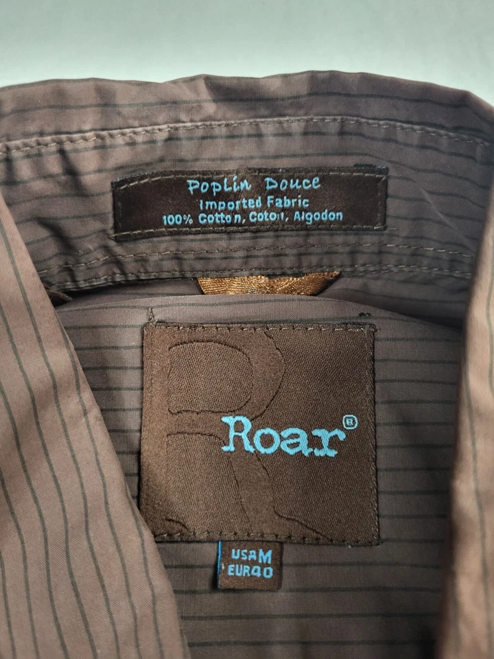Camisa Roar Para Hombre Mediana Marrón Popelina Douce Western Bordada Manga Larga Perla Foto 4 de 4