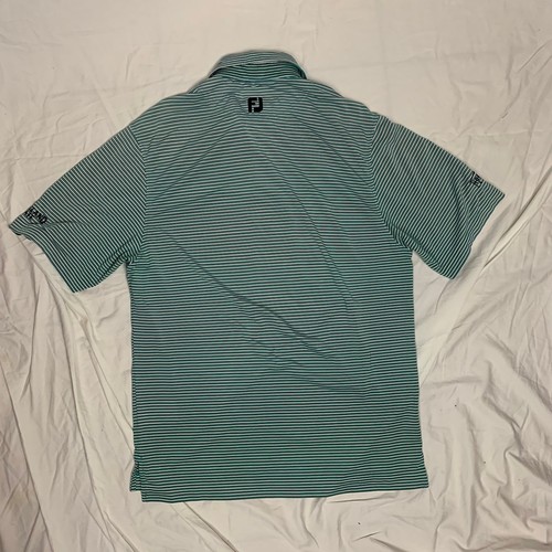 mens footjoy polo shirt size medium M green striped shirt pre owned - Picture 6 of 9