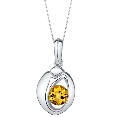 Citrine Sterling Silver Sphere Pendant Necklace 0.75 Carats