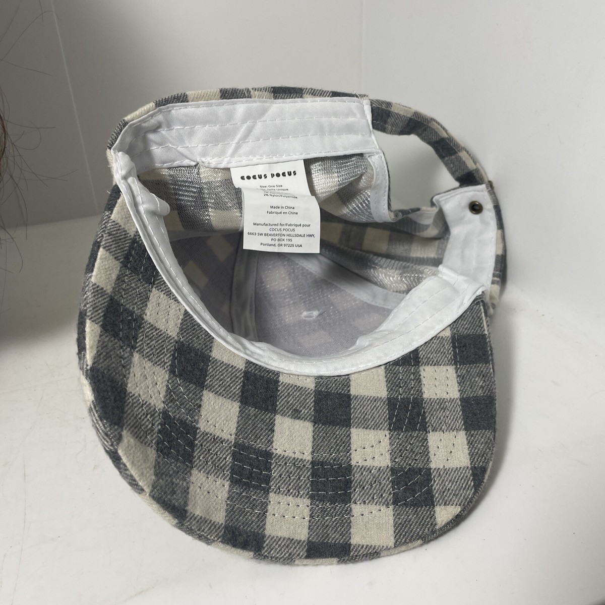 Cocus Pocus White and Grey Plaid‎ Adjustable Hat Cocus Pocus Plaid Checkered Hat Gray & Cream Adjustable | eBay main image 2