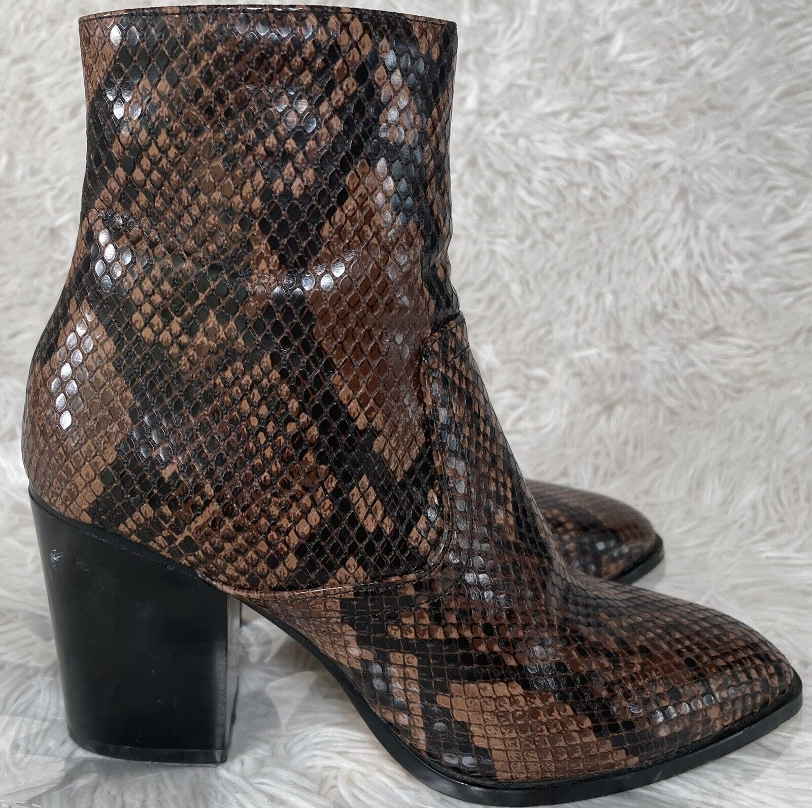 Zara Brown Leather Python Snake Embossed Animal Print Heeled Ankle Boots EUC 36 | eBay Zara Brown Leather Python Snake Embossed Animal Print Heeled Ankle Boots EUC 36 | eBay
