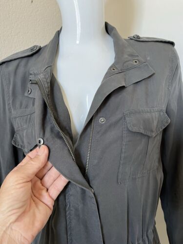 SOFT JOIE NEW! Dark Gray Lyocell Zip/Snap Front Utility Jacket w/ Drawstring XS - Picture 3 of 9