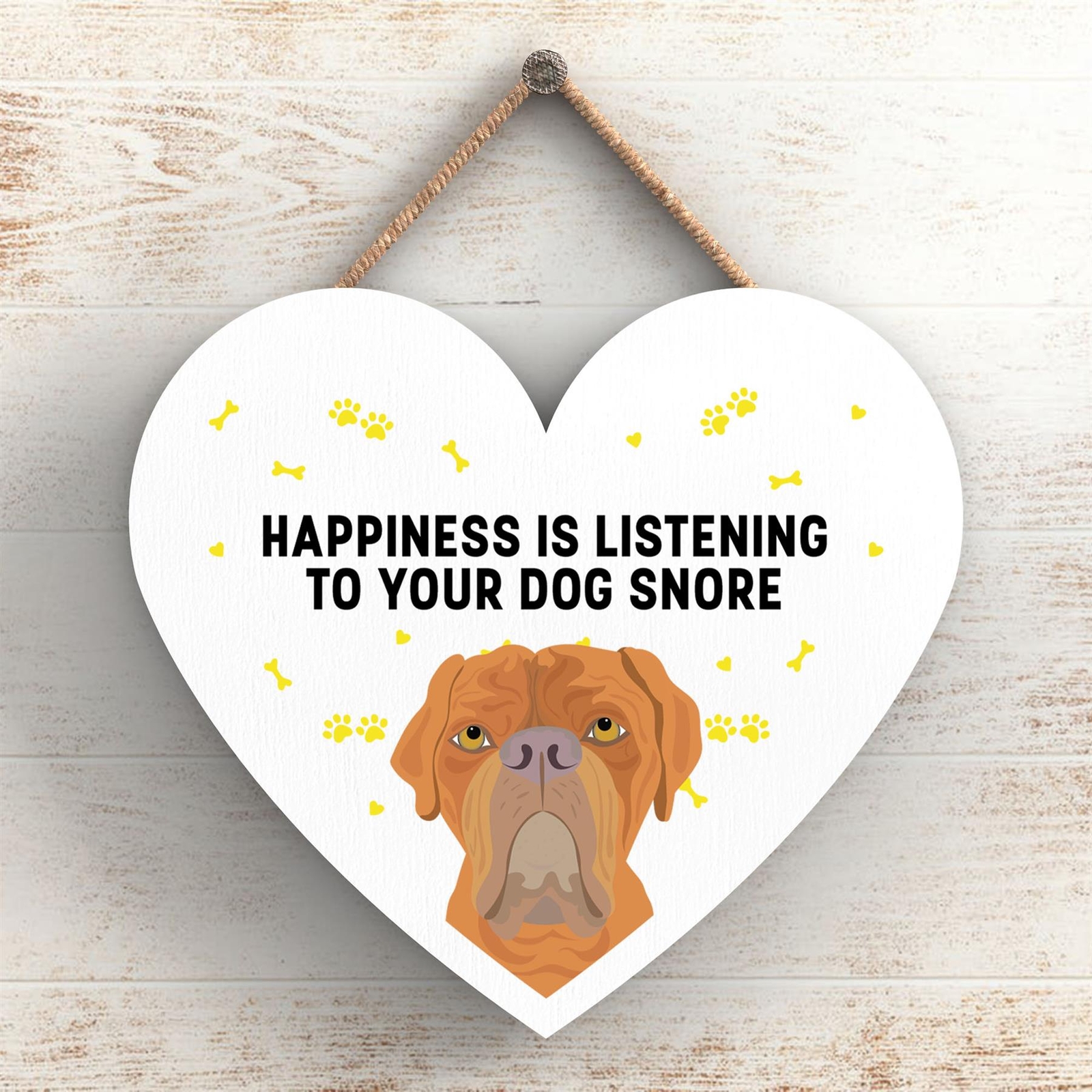 Dogue De Bordeaux Happiness Dog Snoring Katie Pearson Artworks Heart Plaque