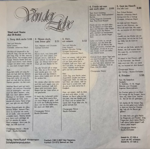 LP Chorgruppe Ninive mit Studioorchester - Von der Liebe (1985) Nicole Vogel - Bild 4 von 6