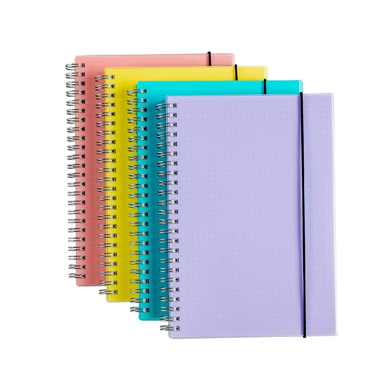4 Pack A5 Spiral Bullet Dotted Journal with 120gsm Thick Paper, Dot Grid Spir...