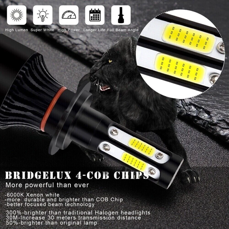 2 Lampadine H4 CANBUS a LED Fari Auto Moto Lampade Luce Bianca 6000K 12V 28KL - Immagine 4 di 4