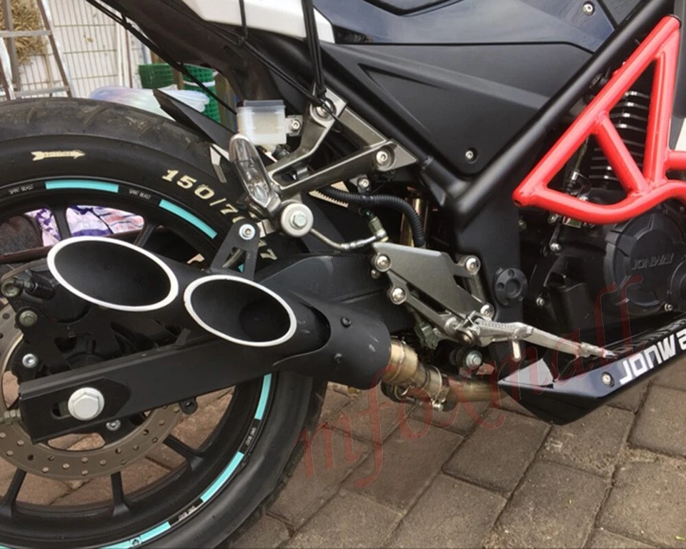 Motorcycle 51mm Dual-outlet Exhaust Tail Pipe Muffler Tip Trim Accessories - Imagem 3 de 4