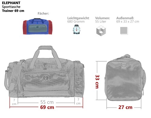 Sporttasche Fitness Sport Tasche groß Damen Herren Elephant Trainer XL 1244 Wahl - Bild 84 von 84