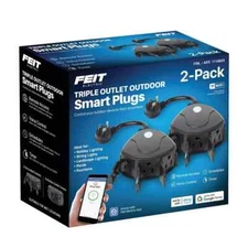 Feit Electric Triple Outlet Outdoor Smart Plugs Alexa & Google Compatible 2-pack