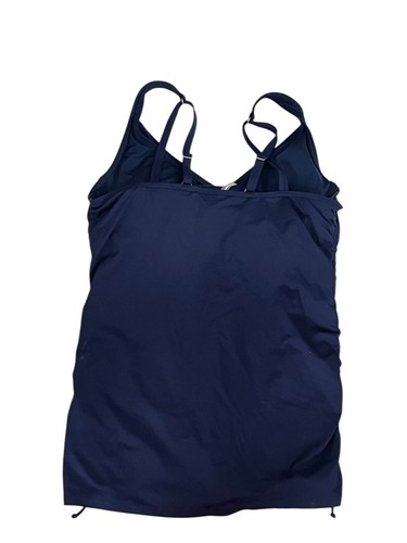 Lands End Tankini Oberteil verstellbar •12 lang• blau Bügel geraffte Bänder Schwimmen Neu mit Etikett - Bild 4 von 11