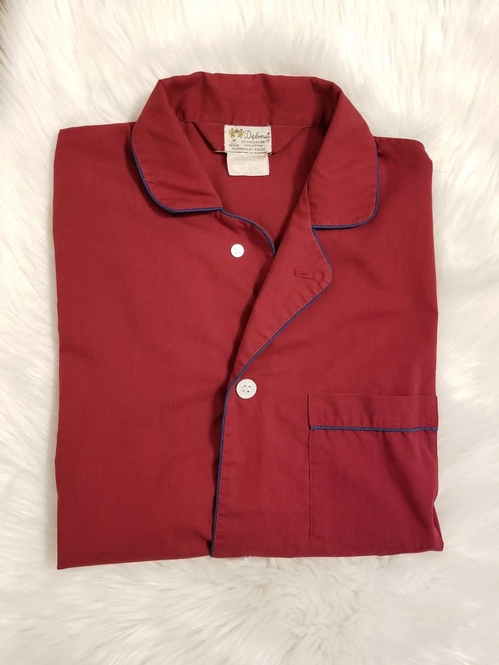 Vintage Unisex Boyfriend Style 70s Soft Diplomat Sleep Shirt Night Shirt Size M - Image 4 of 4