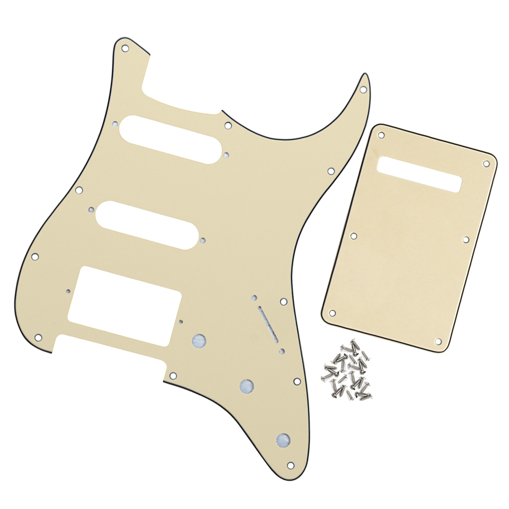 NEW Cream 3Ply PVC Guitar SSH Pickguard and Back Plate for FD ST Guitar