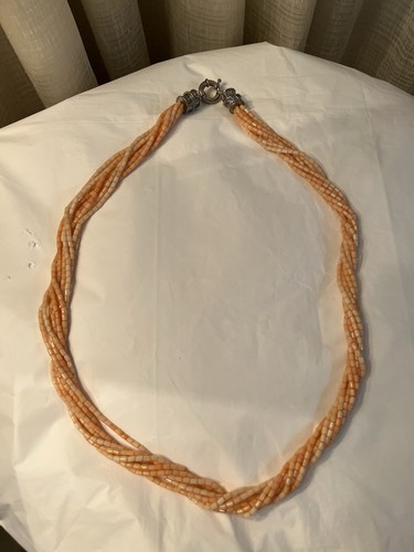 Natural Coral Beaded Necklace With Clasp Beautiful Pink - Picture 4 of 6