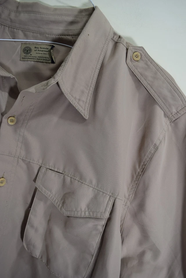 Boy Scout VENTED Mens 2XL SOFT Tan MICROFIBER Official Uniform S/S Shirt B49787 - Image 4 of 4