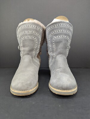 Emu Australia Belah Lo W11111 Women Gray Shearling Ankle Boot Size 5