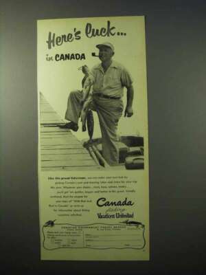 1951 Canada Tourism Ad - Here's Luck in Canada