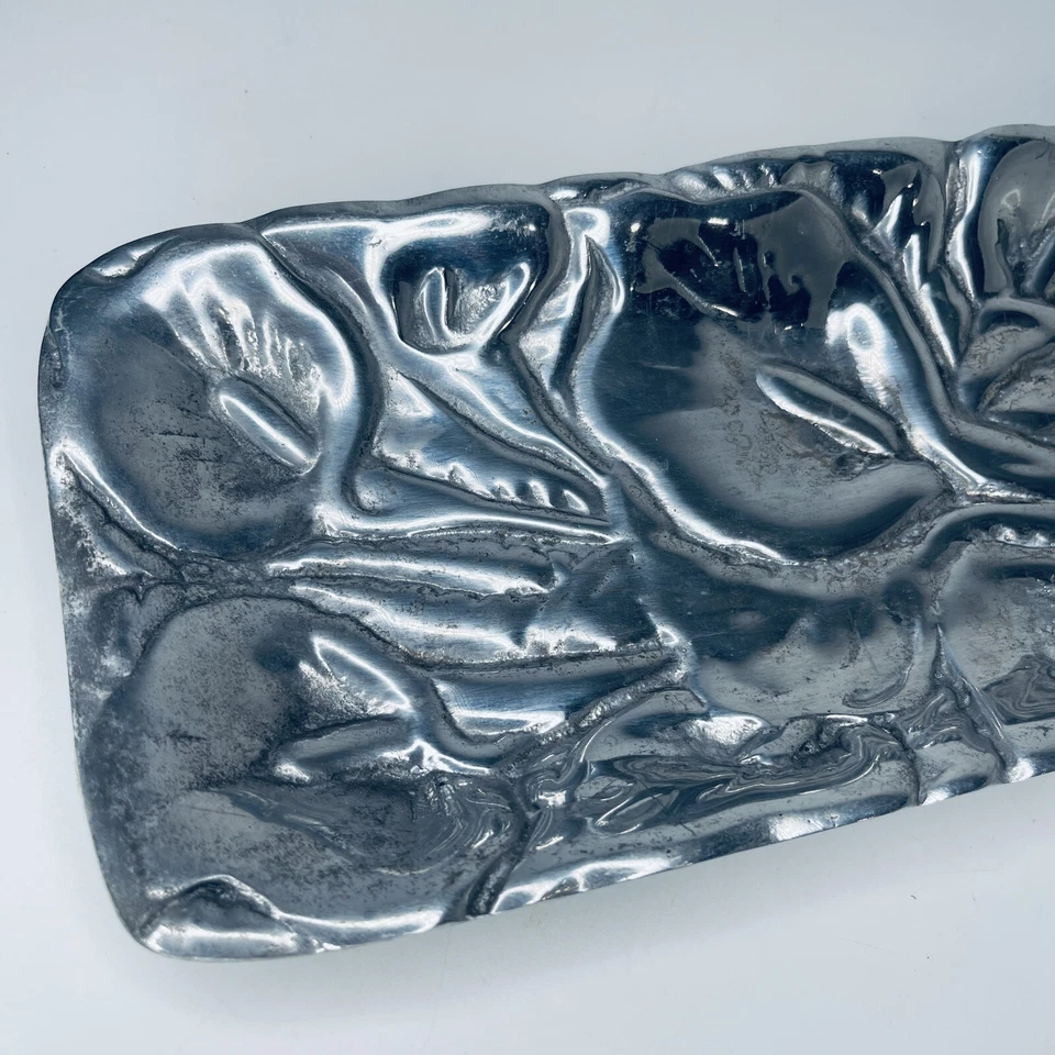 Vintage Hand Crafted Pewter Tray Grupo Empresarial Mexico Alloy 41cm Decorative - Image 3 of 4