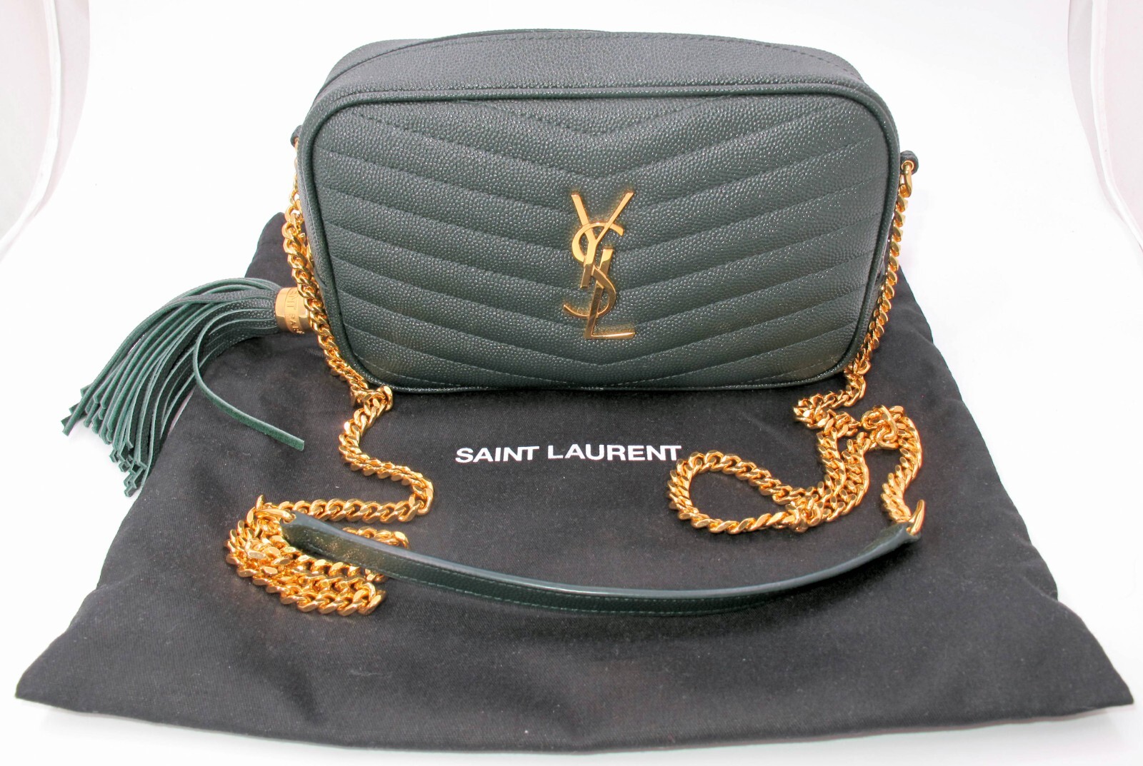 Borsa a tracolla originale YVES SAINT LAURENT Mini Lou fotocamera colore verde "STE"**