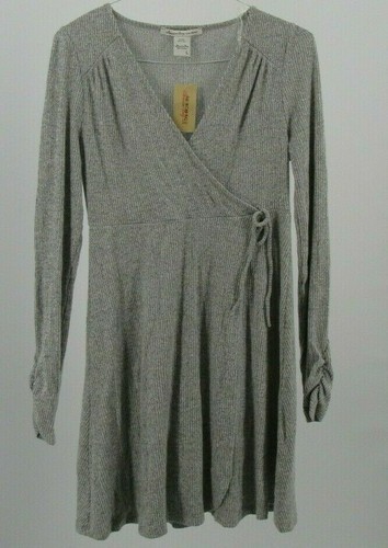 American Rag Heather Gray Long Sleeve Wrap Mini Dress Juniors Size XL - 第 1/3 張圖片