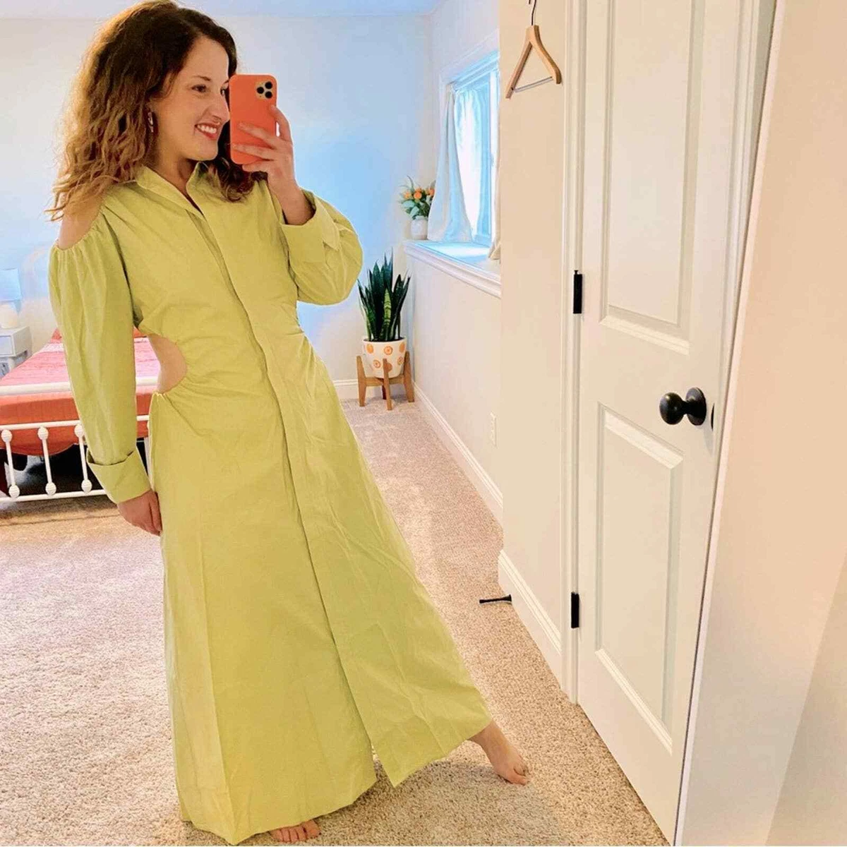 Khaki cotton dress top