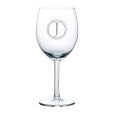 Wine Glass Goblet White or Red Wine 10oz Circle Letter Monogram 