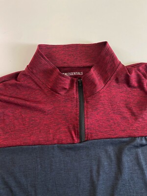 Real Essentials Gray Maroon Zippered SWEATER Athletic Shirt Large L 
