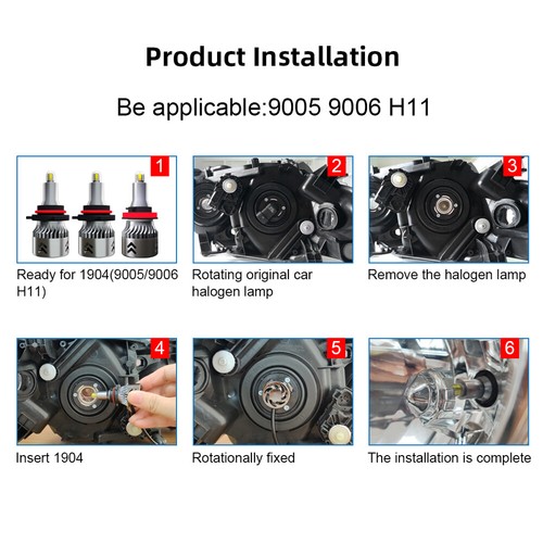 2x110W H1 H7 H8 H9 H11 9005 9006 8 Side Canbus LED Headlight Bulbs 6000K 30000LM - Picture 12 of 19