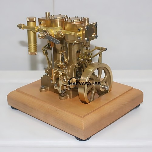 OKMO Retro Vertical 2-cylinder Reciprocating Double-acting Steam Engine Model