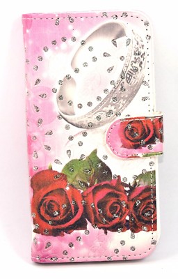  Case Flip Etui Tasche für Huawei P10 Lite Schutz Muster Glitzer Blumen Ringe4
