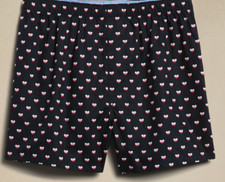 MENS SIZE XL 40-42 BANANA REPUBLIC COTTON BOXER PREPPY NAVY WITH HEARTS NWT