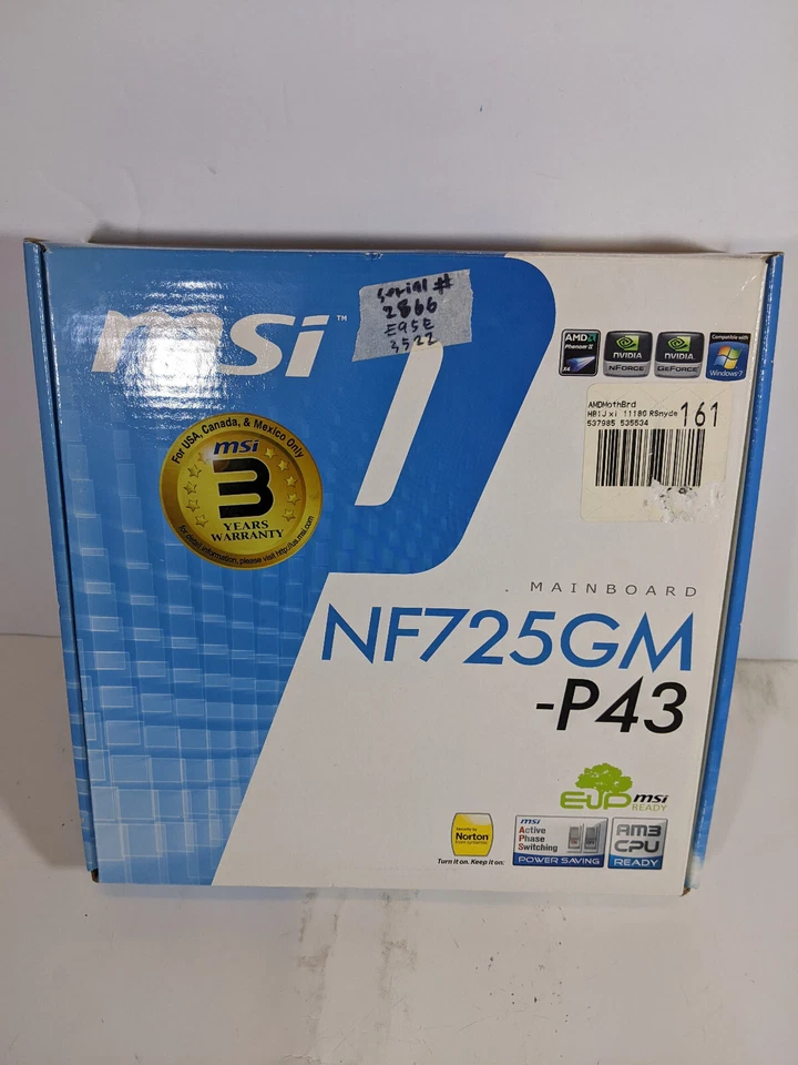 NEW MSI NF725GM-P43 VGA USB 2.0 DDR3 IDE PATA AM3 AMD mATX Micro ATX Motherboard - Image 2 of 4