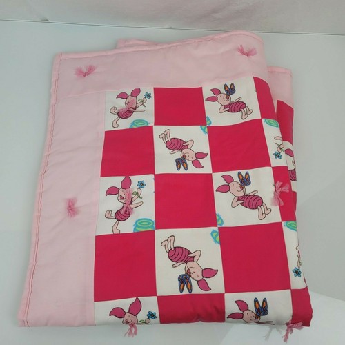 Handmade Winnie the Pooh Piglet Patchwork Quilt Baby Blanket Play Mat Pink - Picture 2 of 3