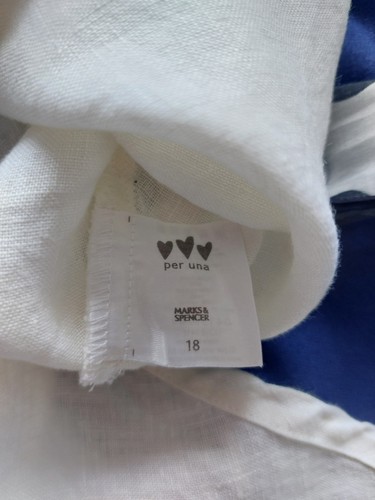 Per Una Pure Linen White Belted Long Shirt Size 18 - Picture 12 of 16