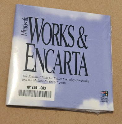 Microsoft Works & Encarta 1994 Edition PC Computer Program Software - Brand New