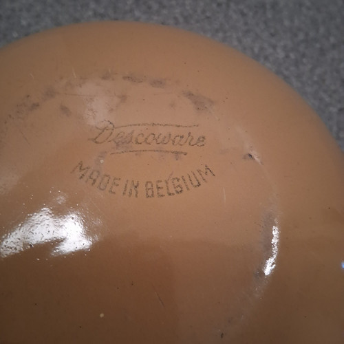 Vintage Descoware Enameled Cast Iron Yellow Bean Pot Belgium - Picture 7 of 7