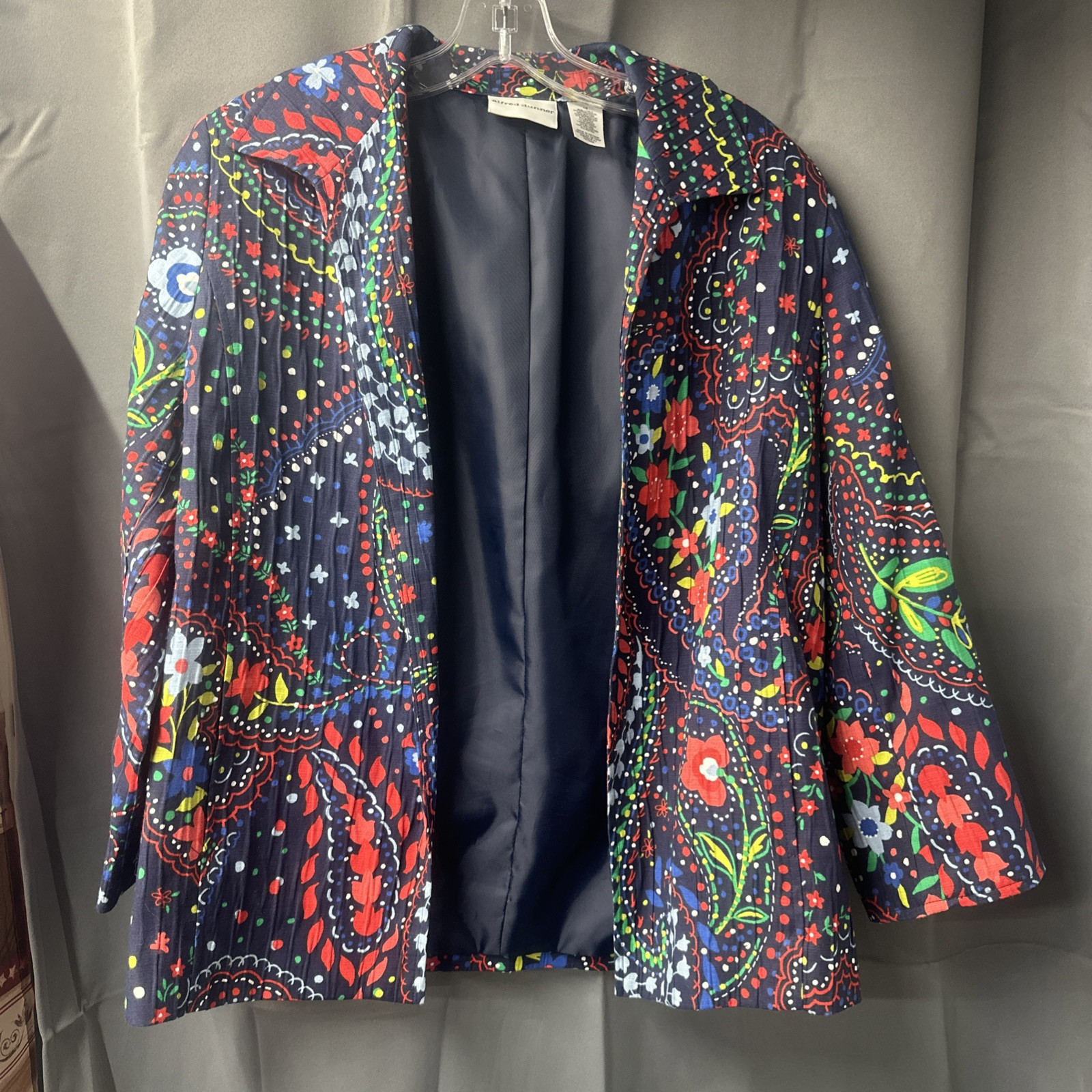 Alfred Dunner Multicolor Open Front Blazer Jacket Women’s 10 W/ Shoulder Pads