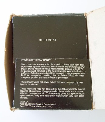 1984 Zebco Pro Staff 888 Graphite Fishing Reel Box Owners Manuel