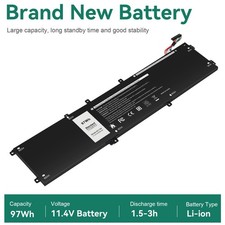 4K1VM Battery For Dell G7 17 7700 Series XPS 15 9560 9570 W62W6 XYCW0 9TM7D 97Wh