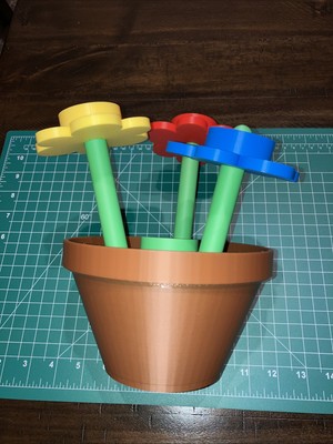 3D Printed Lego Inspired Flower Pot Flowers Fan Art Huge XL