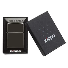 Zippo Ebony Lighter – High Polish Black Chrome Finish | Authentic & Windproof
