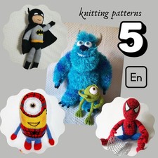 Knitting Patterns Set – Cute Heroes & Monsters Soft Toys for Boys, Easy Knit