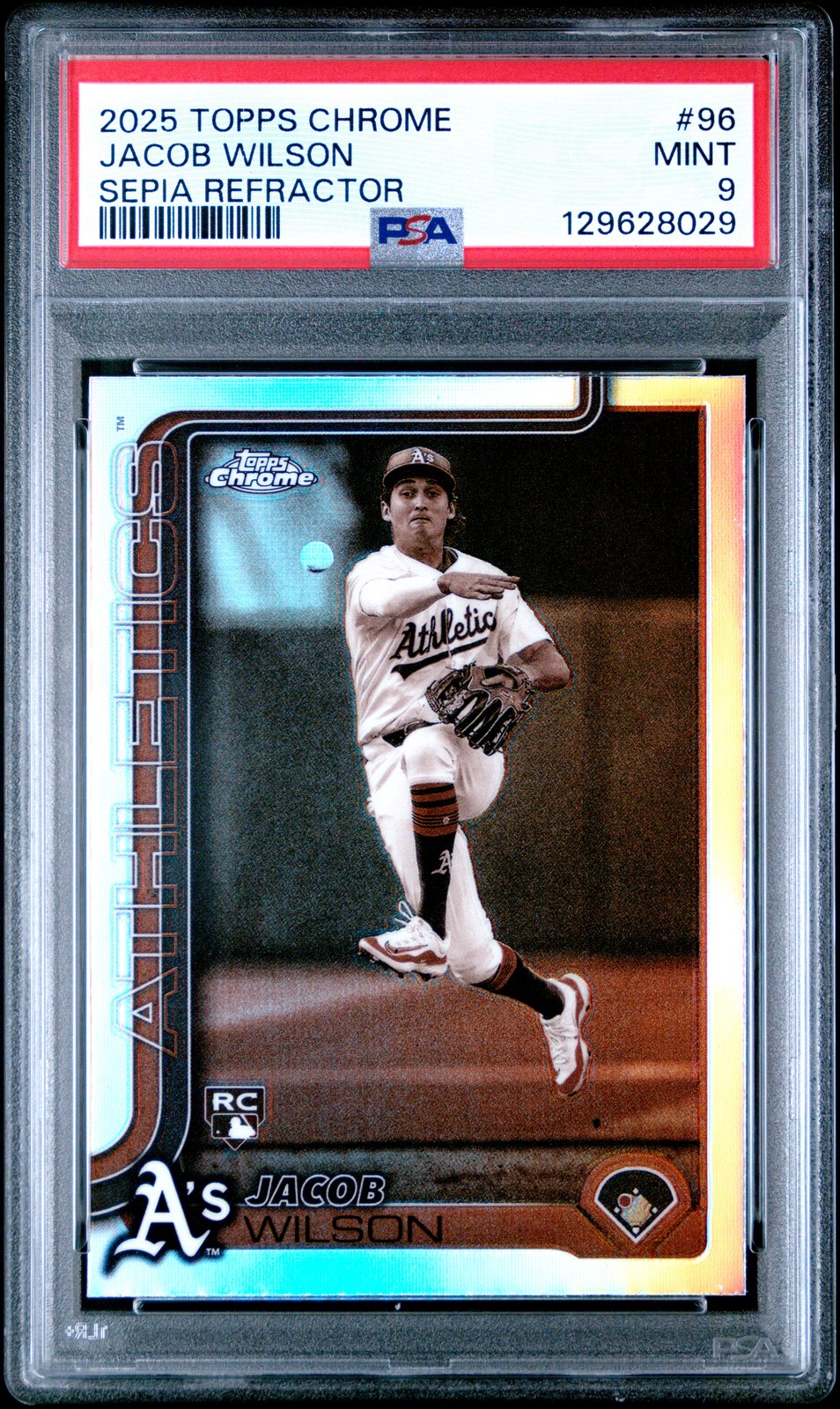2025 Topps Chrome #96 Jacob Wilson Sepia Refractor PSA 9