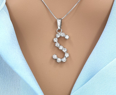 Personalisierte Halskette Hochzeitstag Geschenk für Frau Silber Buchstaben Name UK