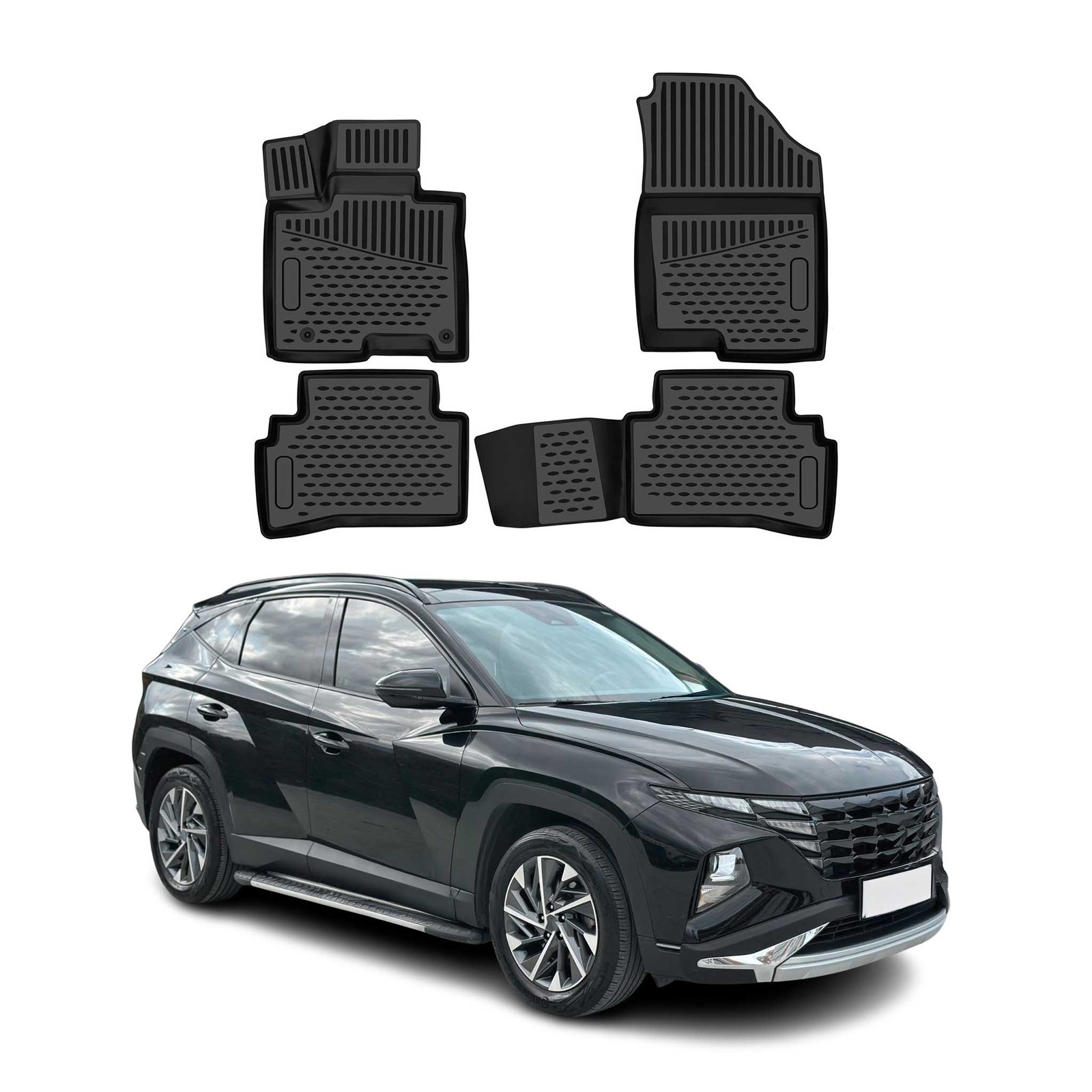 Tapis de sol Hyundai Tucson IV Diesel OMAC protection auto caoutchouc 4Pcs noir