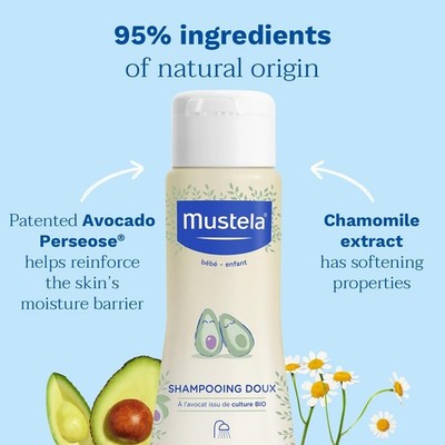 Mustela Gentle Baby Shampoo 200ml Hypoallergenic Biodegradable Daily Wash