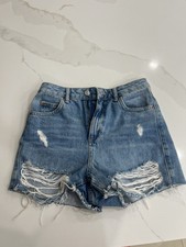 Topshop Women s Cutoff Mom Highwaisted Blue Jean Shorts US Size 4